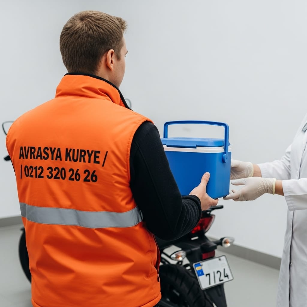 Laboratuvar teknisyenine numune veren AVRASYA KURYE ekspres kurye