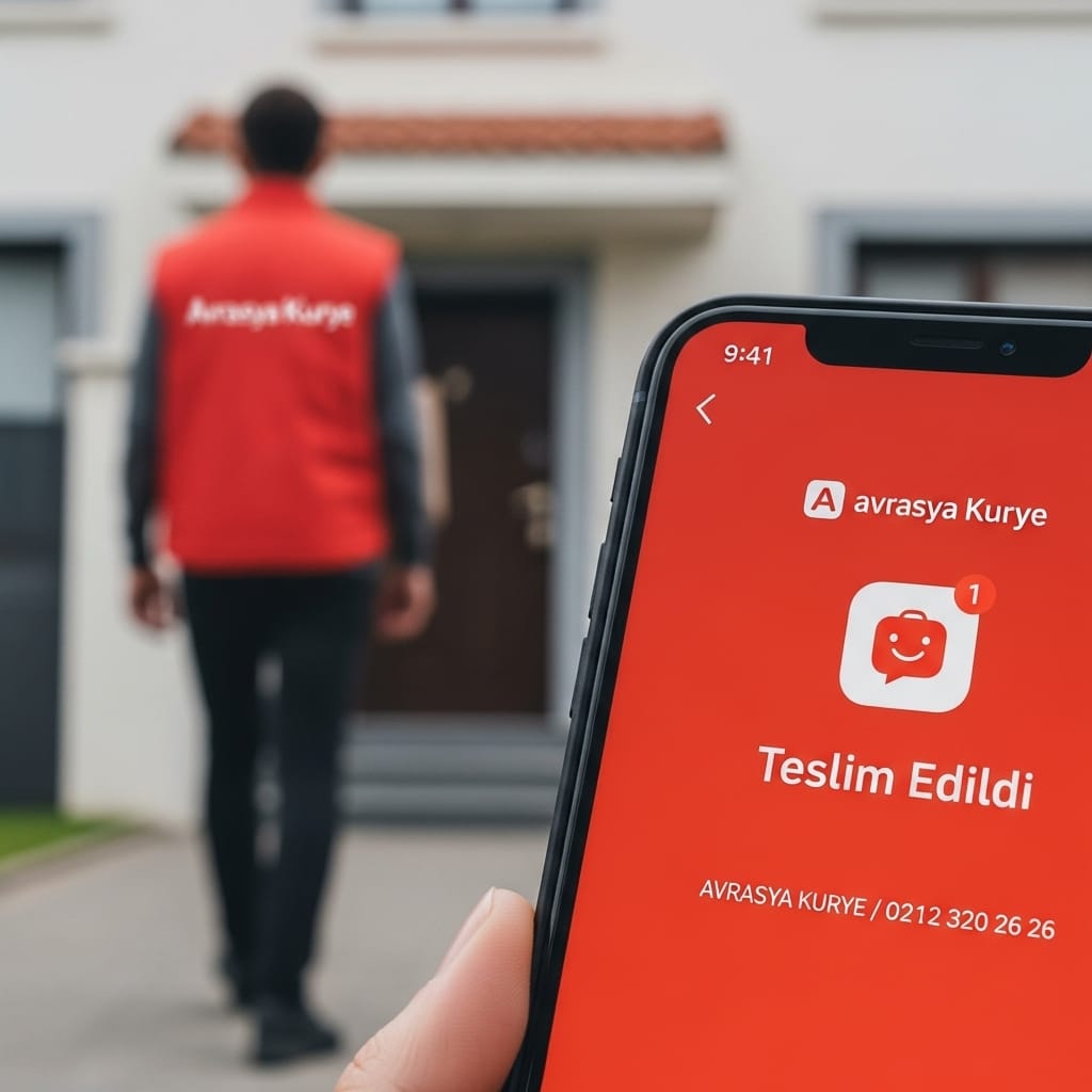 Teslim bildirimi gönderen Avrasya Kurye mobil uygulaması