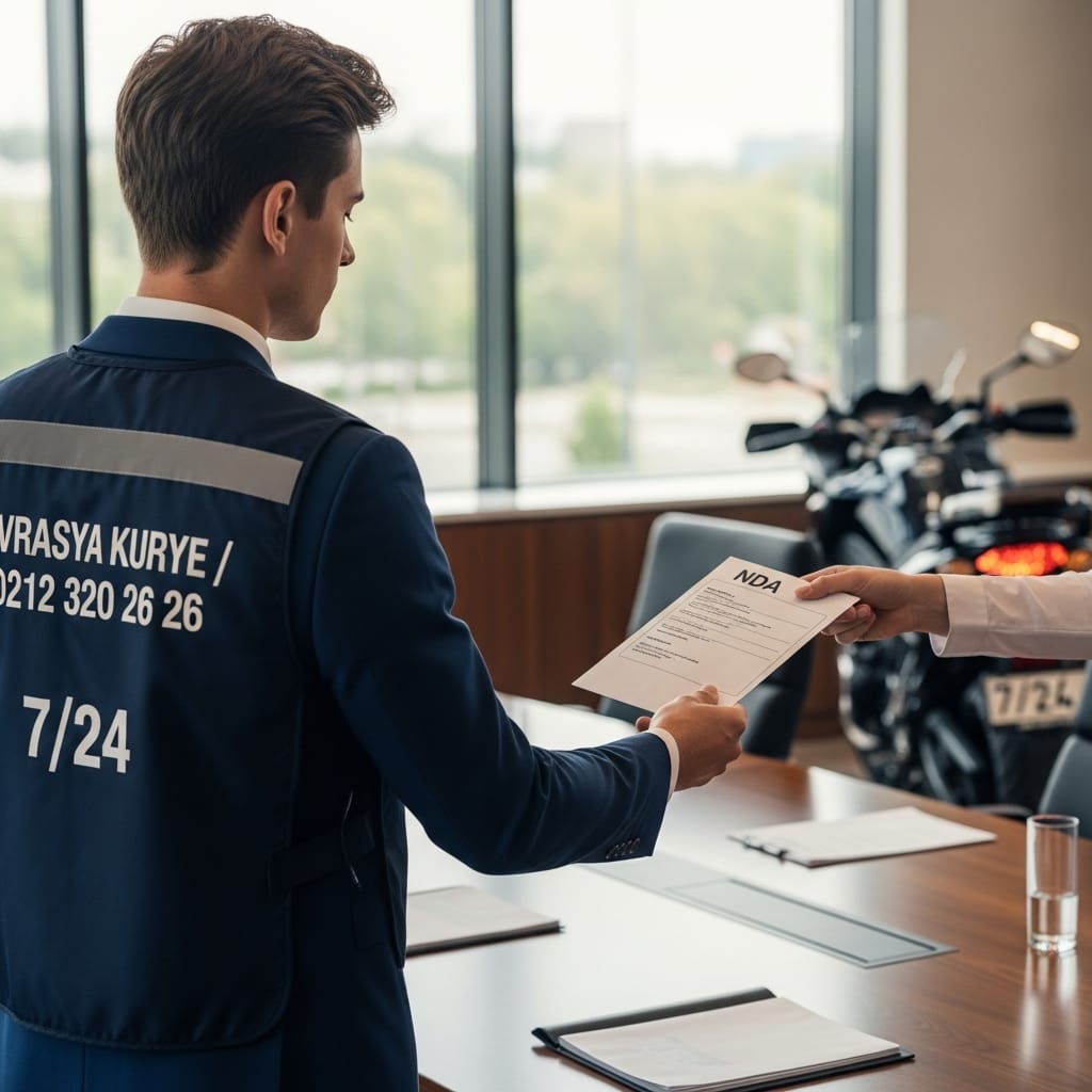 Kurumsal yönetim katında gizli sözleşme teslim eden VIP kurye