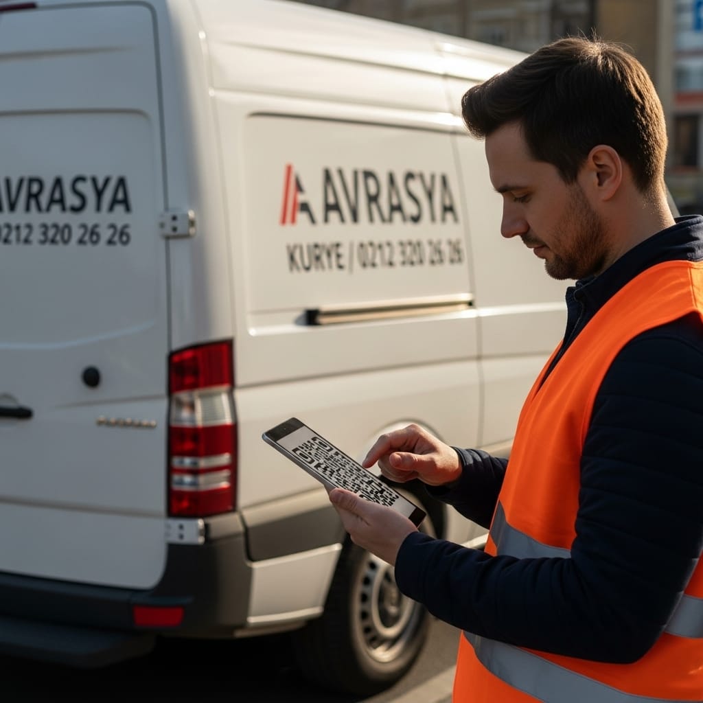 QR kod ile teslim onayı alan AVRASYA KURYE arabalı kurye