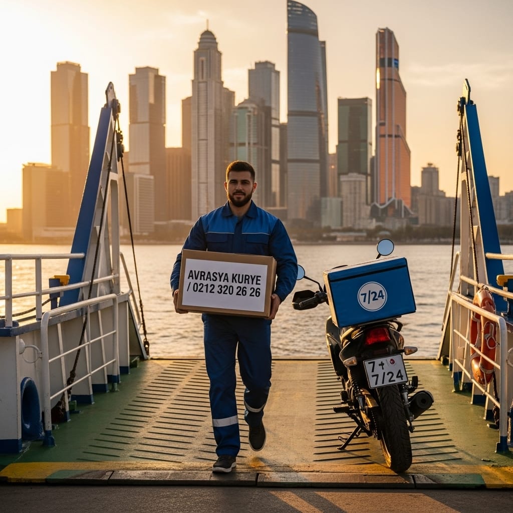 Vapurdan inen AVRASYA KURYE motosikletiyle iki yakada hızlı teslimat