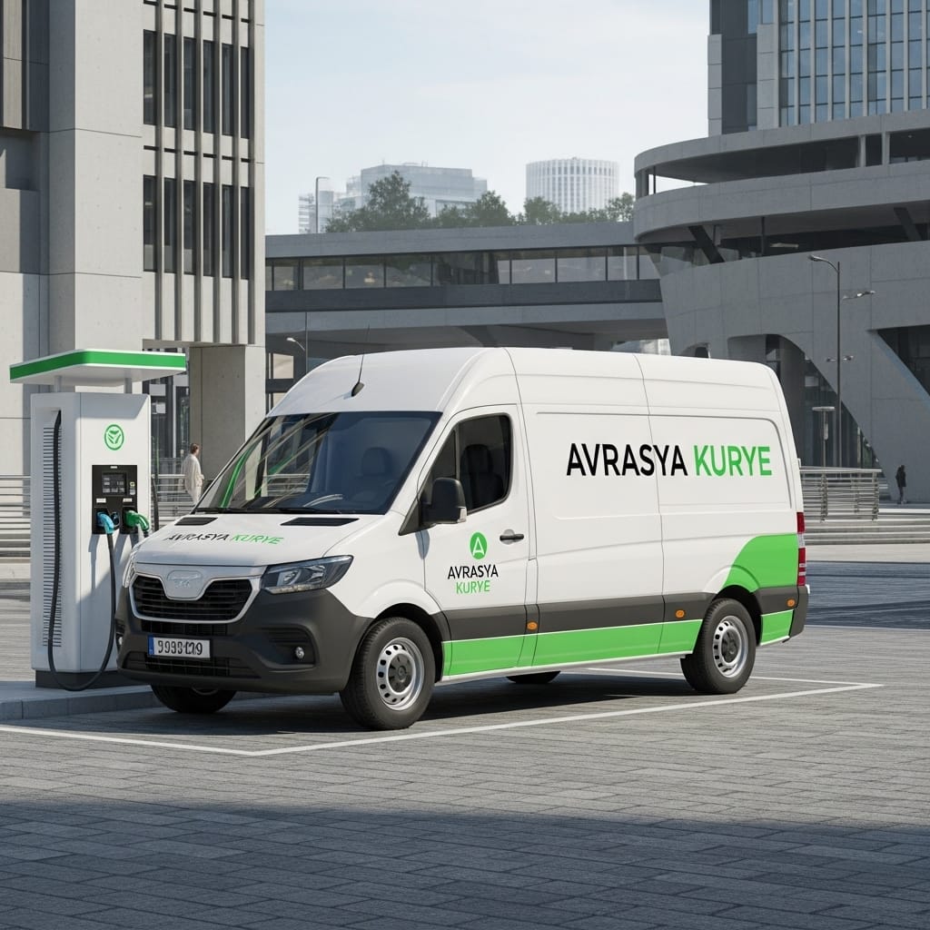 Elektrikli AVRASYA KURYE vanı şarj istasyonunda