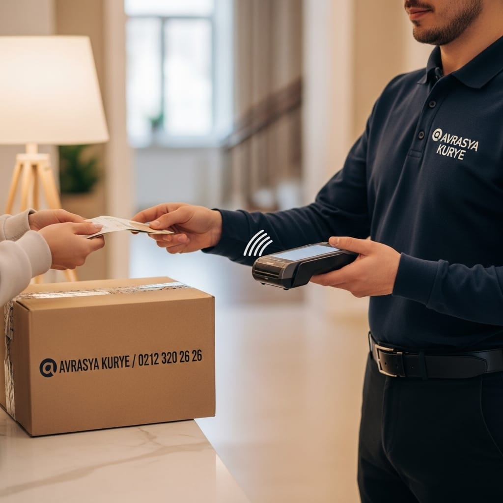 Kapıda ödeme POS işlemi yapan e‑ticaret kurye